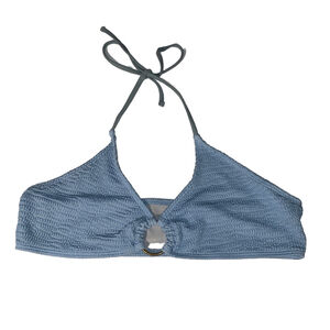 Women's Unbranded Blue Textured Halter Bikini Top L